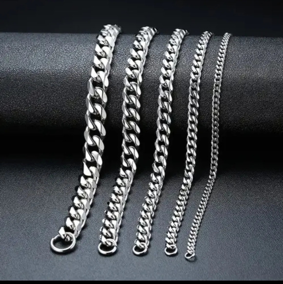 Stainless Steel Cuban curb chain link bracelet, 8.26" long, 5mm 7mm 9mm 11mm - Picture 5 of 6
